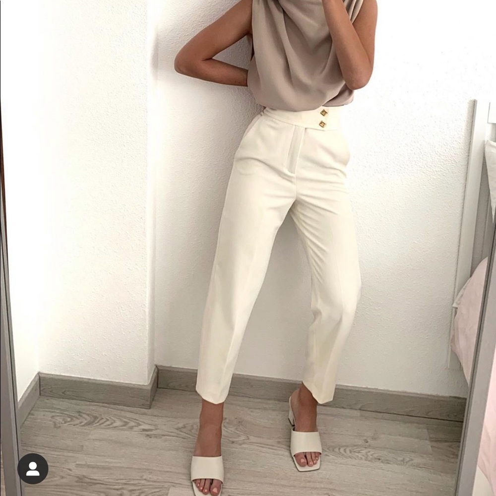 Zara pants with waist details bloggers favorite